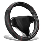 Steering Wheel Cover Carbon Fiber Pattern Red Stitching 15" for Universal Fit