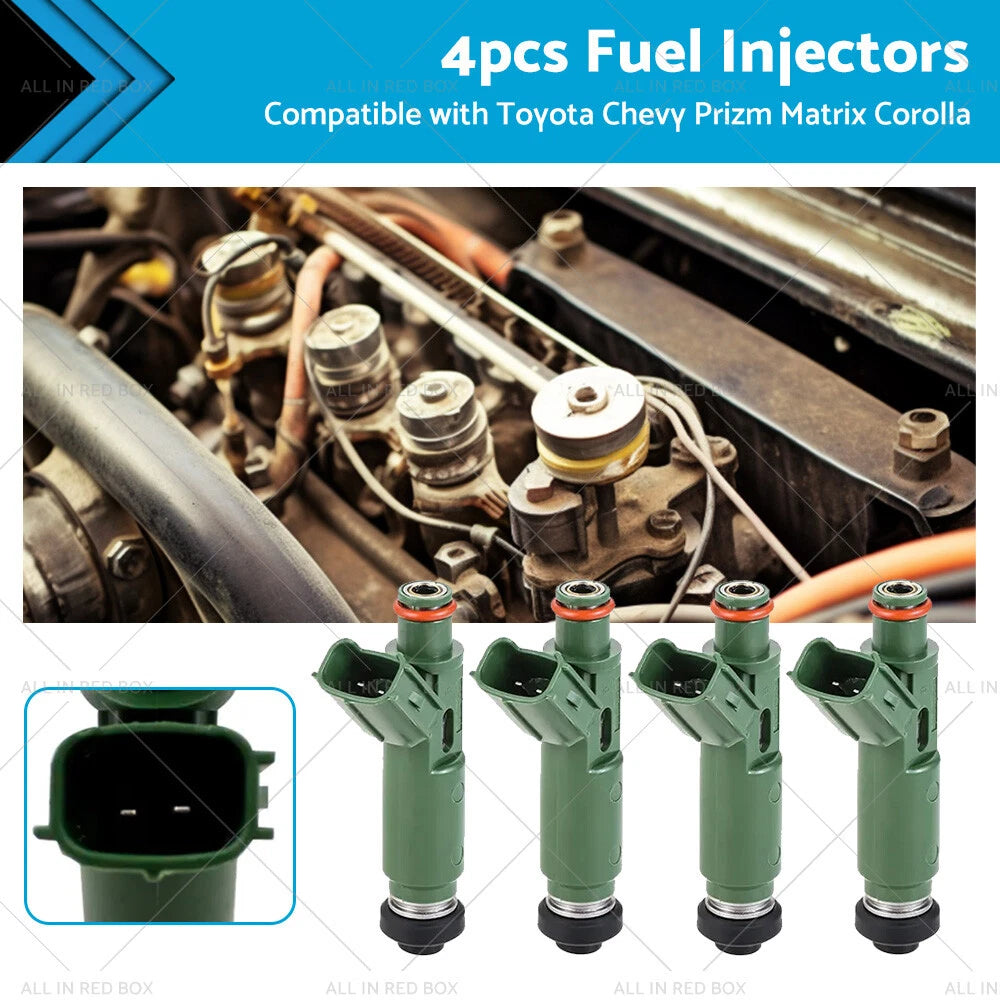 Set of 4 Fuel Injectors for Toyota Corolla, Matrix, Chevy Prizm (1998–2002) 23250-22040