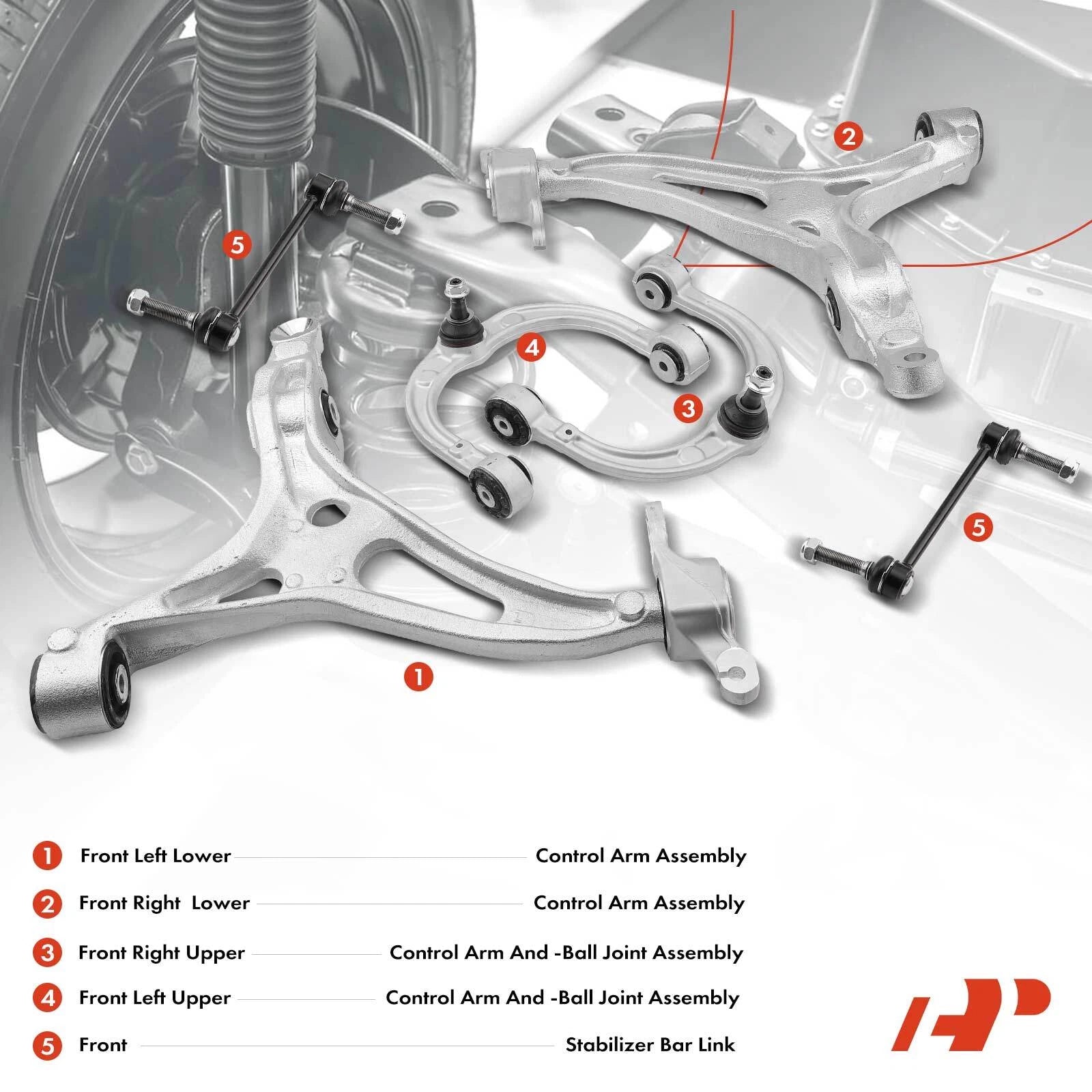 6X Front Control Arm Ball Joint Sway Bar Link for Mercedes-Benz GL320 (2007–2009)
