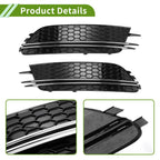 1 Pair Front Fog Light Grill for Audi A6 C7 (2012–2015) Black Silver Tone