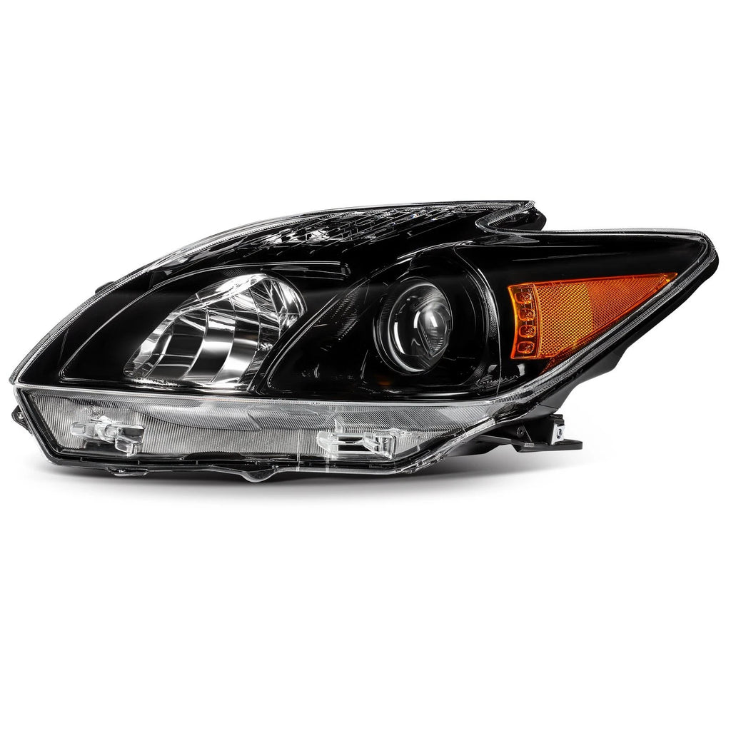 2X Headlight Assembly for Toyota Prius (2010–2011) - Black Amber