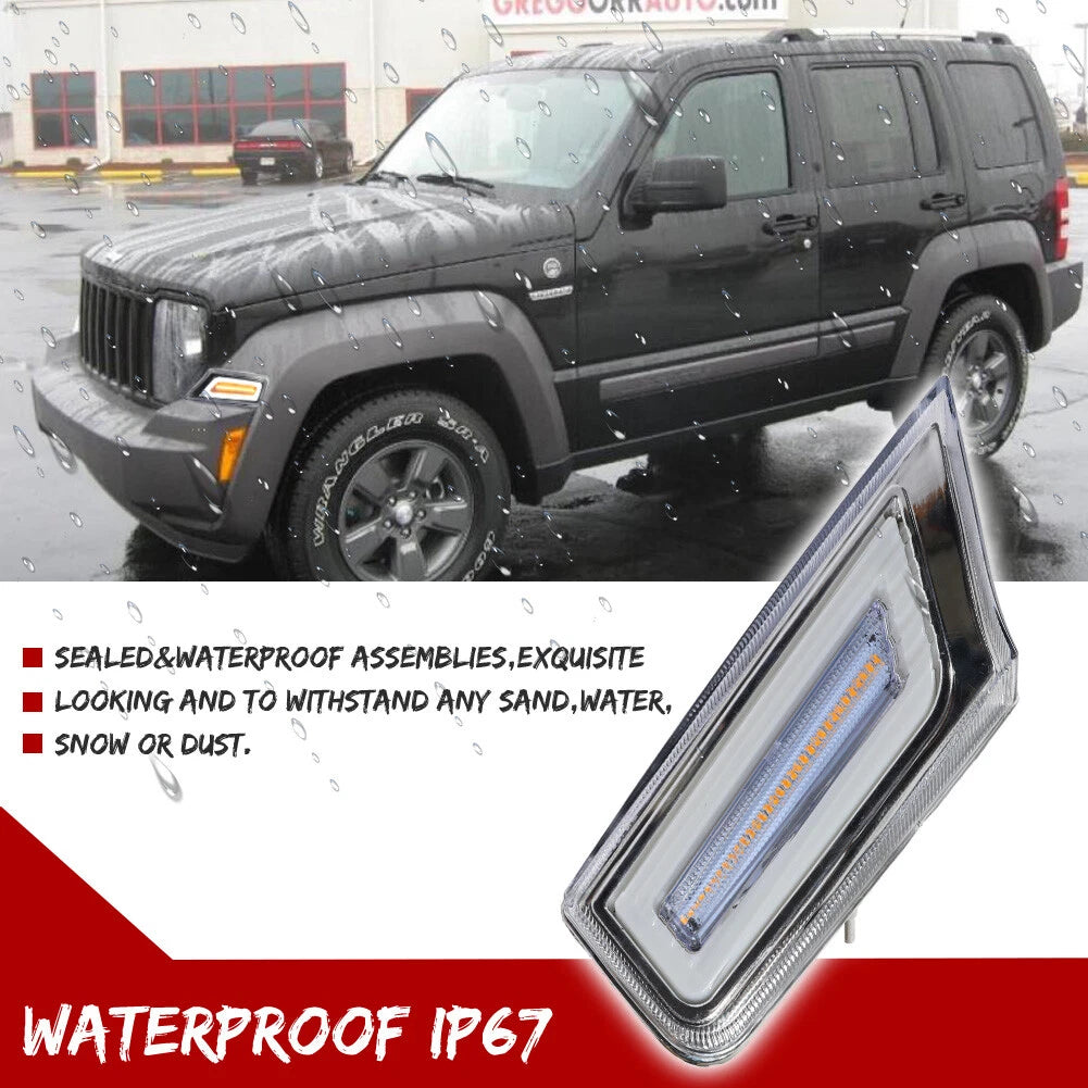 Clear Lens Dynamic Amber LED Signal DRL Lamp for Jeep Liberty (2008–2012)