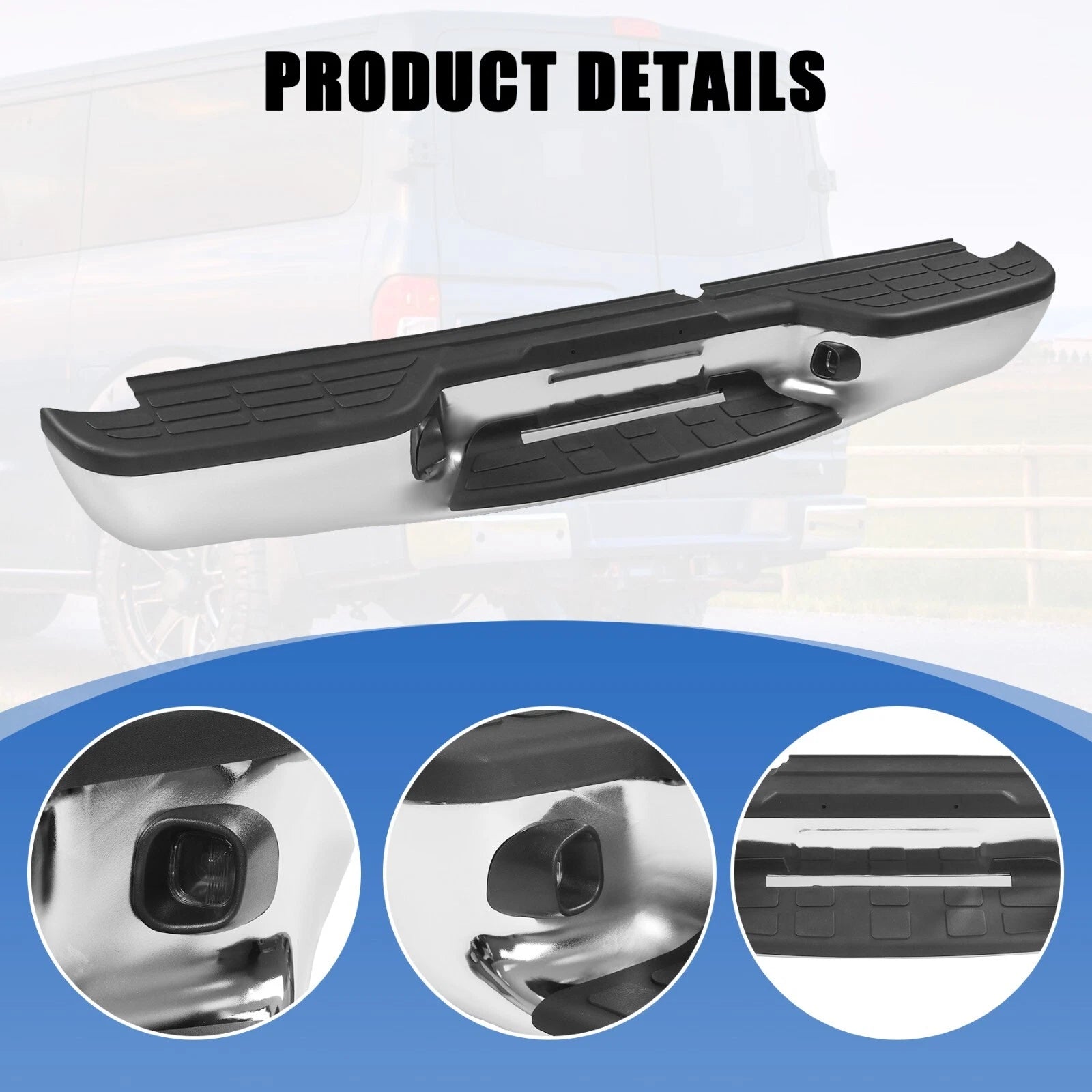 Chrome Rear Step Bumper for Chevy S10 GMC Sonoma (1998-2004)