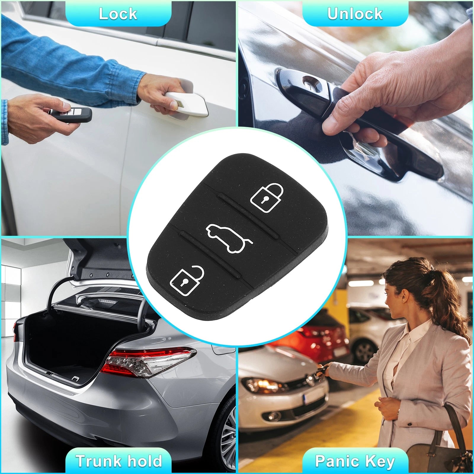 3 Button Key Fob Case Insert Rubber Keypad for Kia Ceed Optima Sorento (2013–2020)