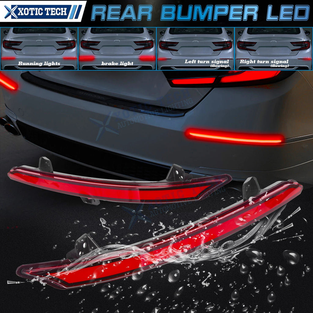 Red LED Rear Bumper Reflector Sequential Light for 2018–2021 Honda Accord