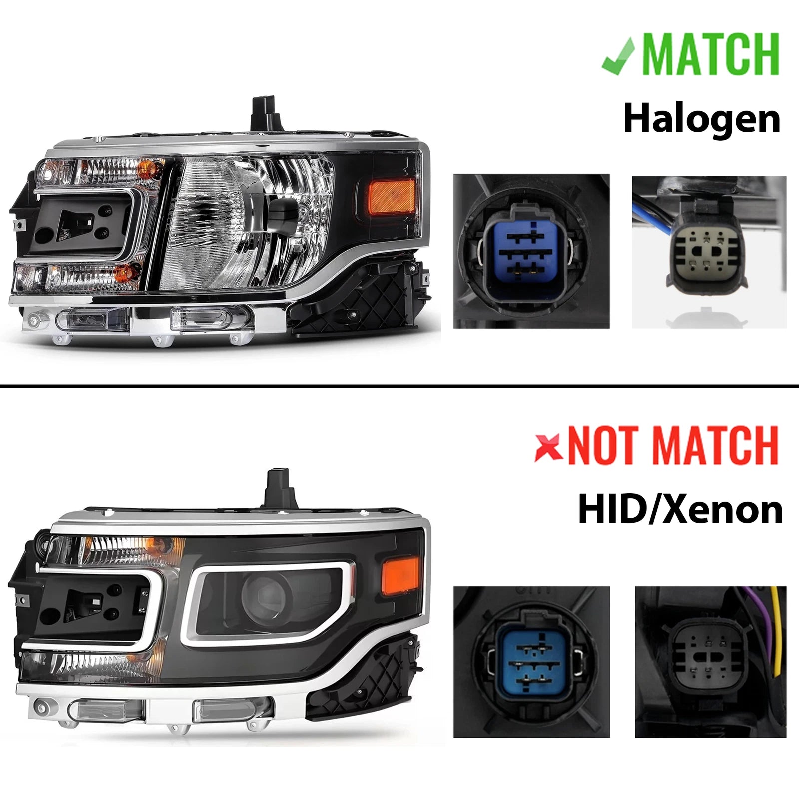Halogen Headlight for Ford Flex (2013–2019) Left Driver Side DA8Z13008C
