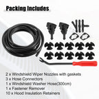 Set of 2 Front Windshield Washer Nozzle Kit for Dodge RAM (with 300CM Hose)