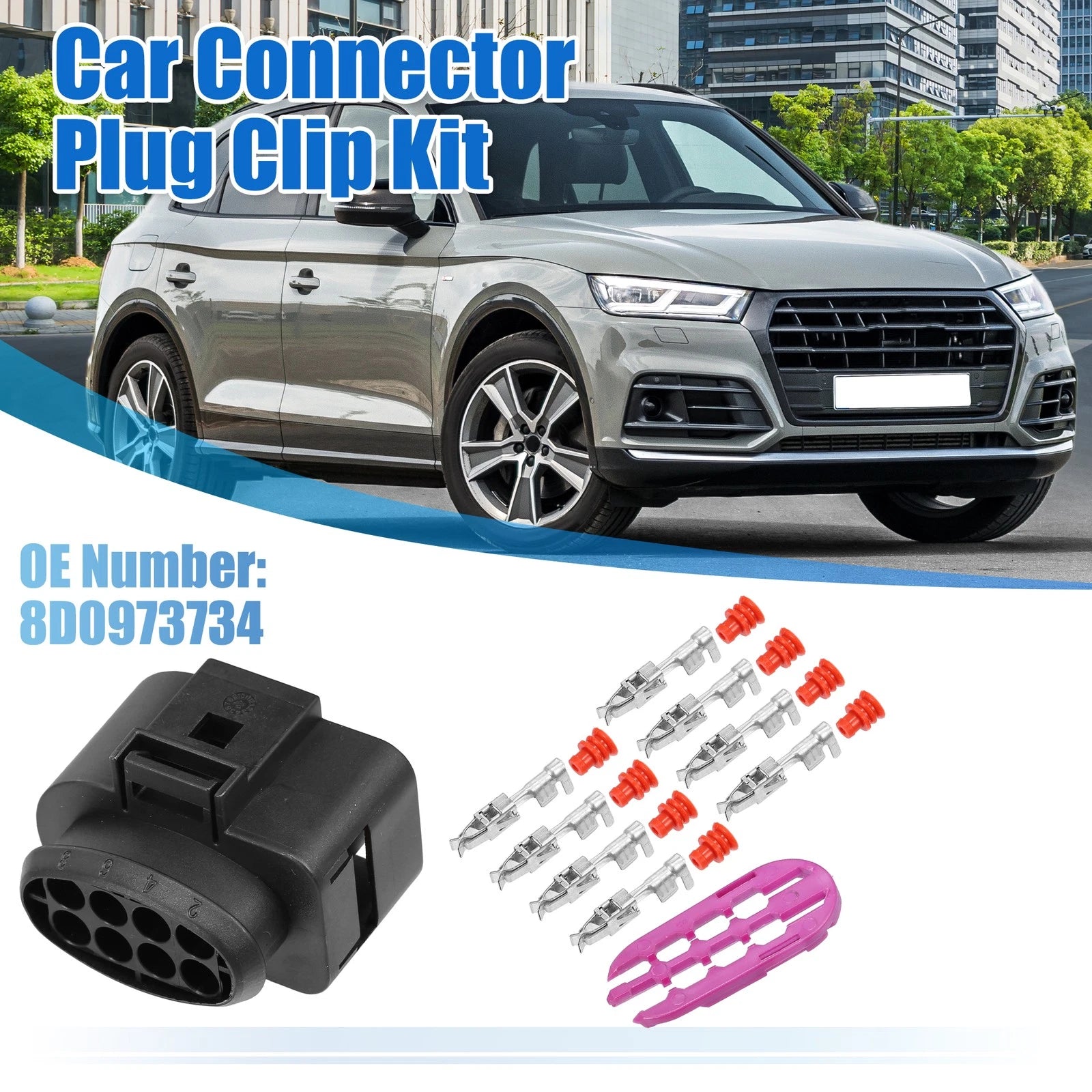 Set of 1 No.8D0973734 8 Way Pin Sealed Female Connector for VW Audi 