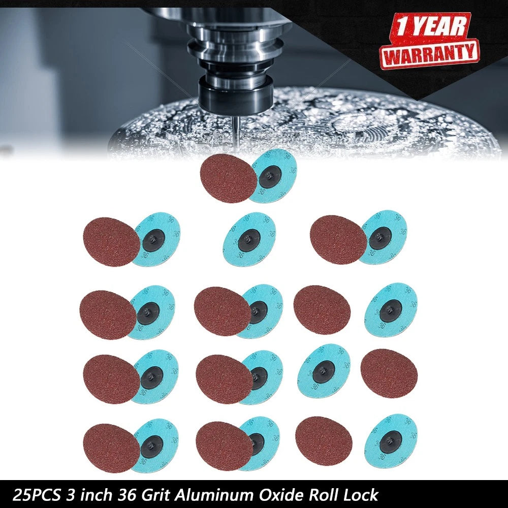 25PCS 3 Inch 36 Grit Sanding Discs for Die Grinder