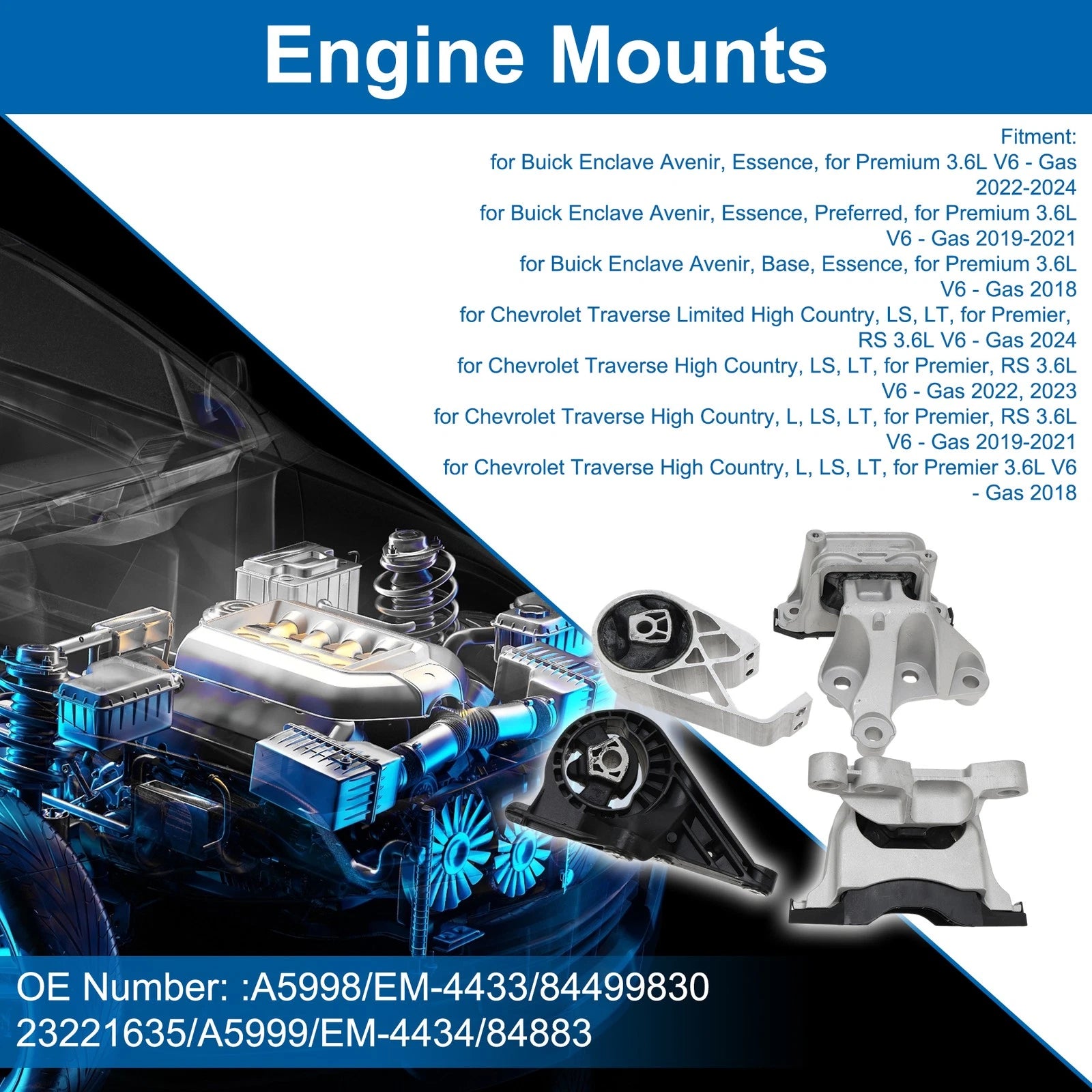 Engine Motor Mount for Buick Enclave Avenir 3.6L V6 (2022–2024) A5998