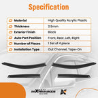 Set of 4 Adhesive Window Visors for Subaru Outback (2015-2019)