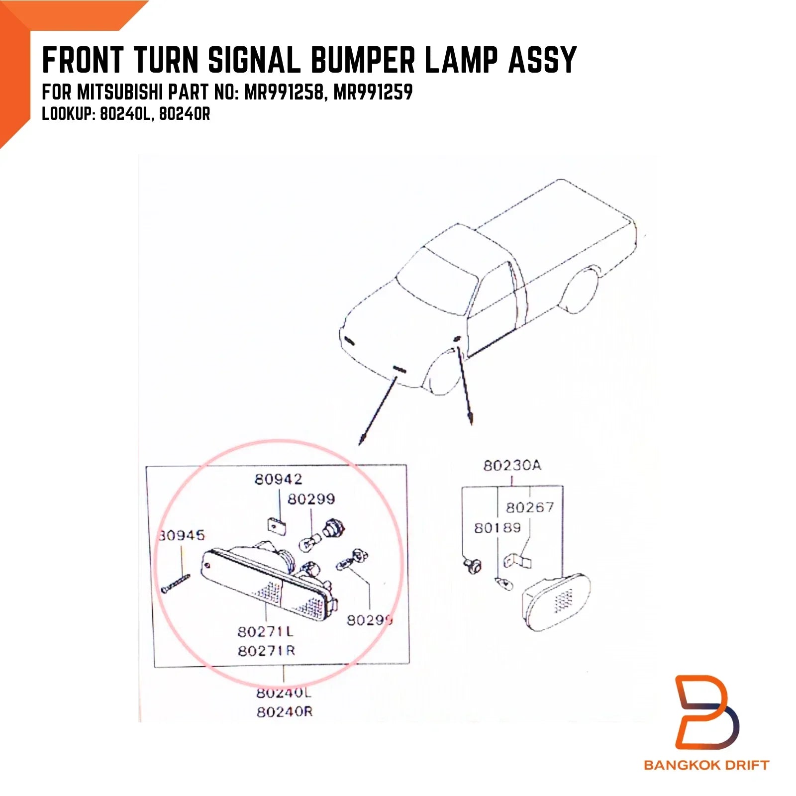 Turn Signal Bumper Light for Mitsubishi Triton Ute (1996-2006)