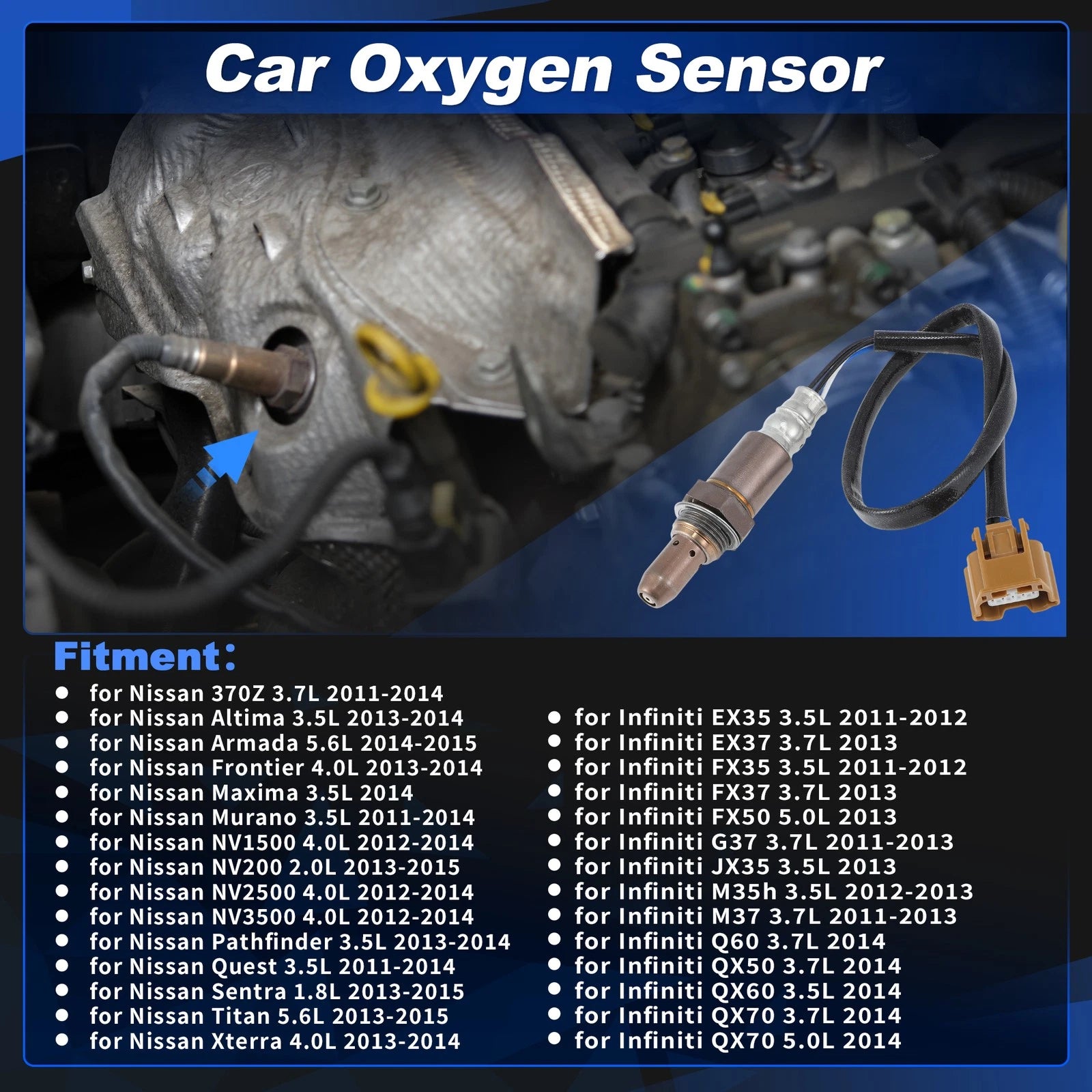 Oxygen Sensor Set of 2 for Nissan 370Z 3.7L (2011–2014)