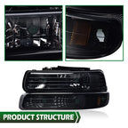 Smoke Black Headlight Lamps for Chevy Silverado, Suburban (1999–2006)