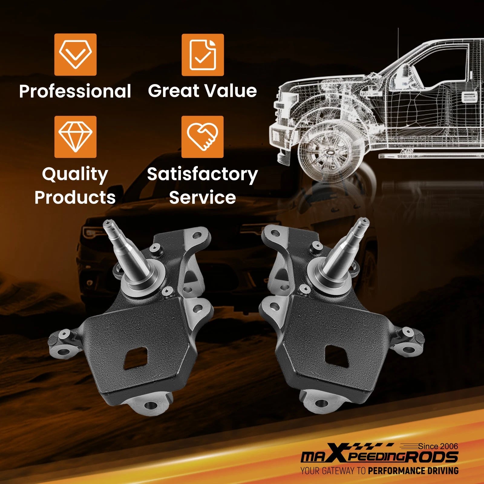 Front Lowering Kit Spindles for Ford F-150 (1997–2003) Expedition 2WD Only