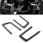 3X Carbon Fiber Steering Wheel Cover Trim for Ford Mustang (2015–2019)