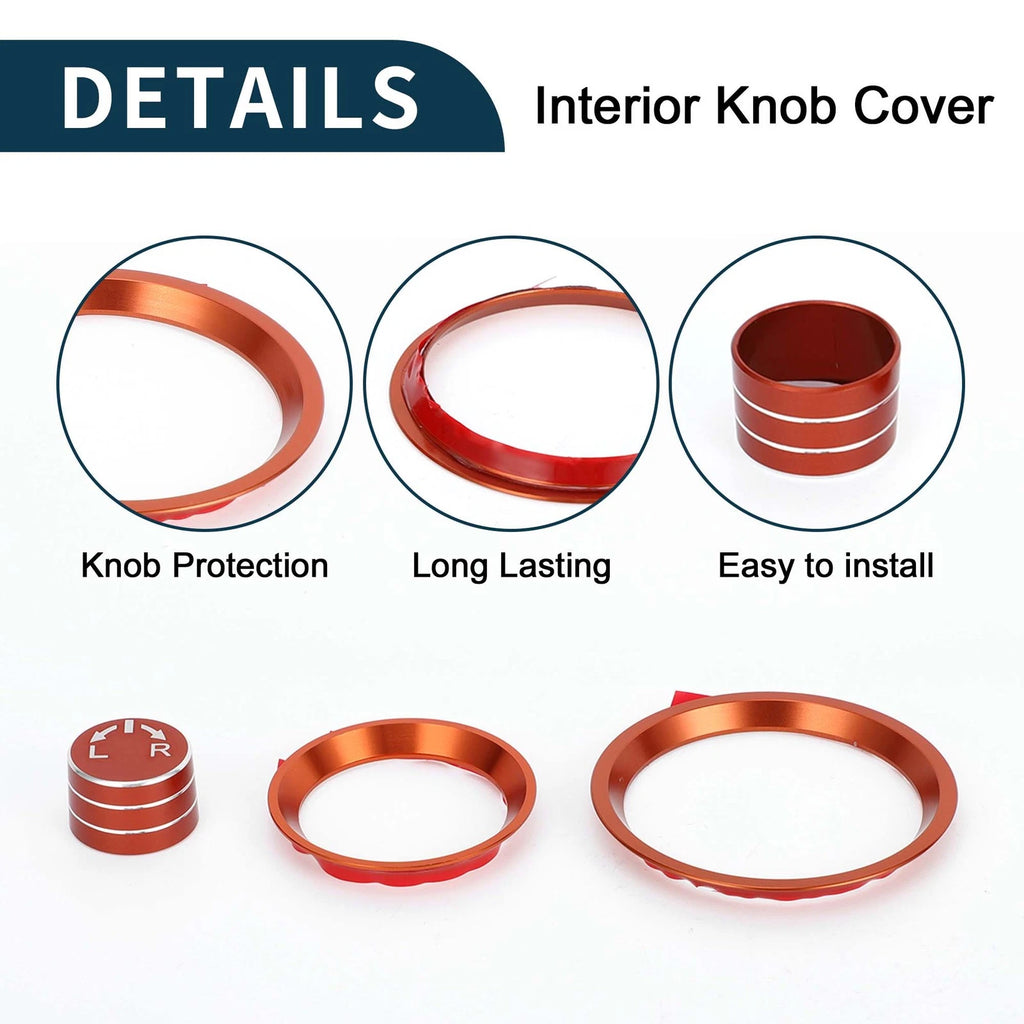 Set of 4 AC Climate Heater Mirror Knob Covers for Subaru Forester (2019–2024) Orange