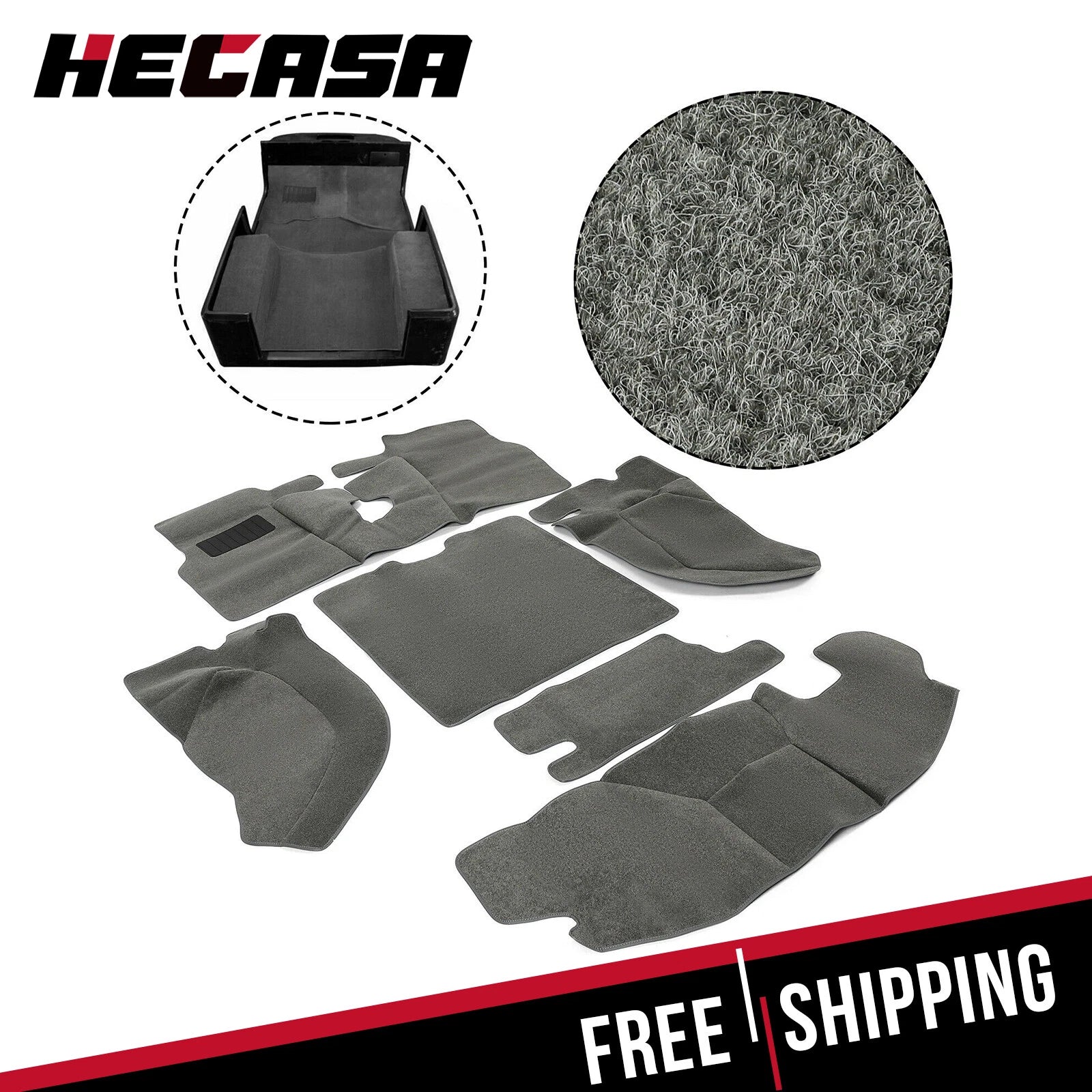 6pcs Interior Carpet Kit for Jeep Wrangler TJ (1997–2006) Gray