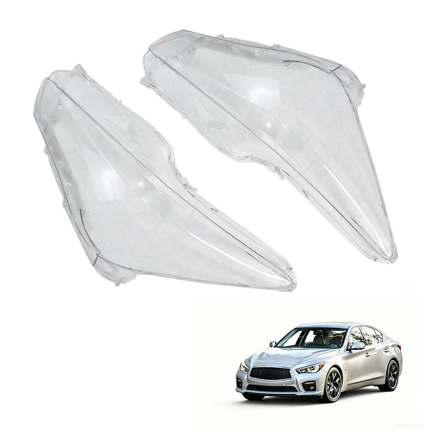 Pair of Headlight Lens Covers for Infiniti Q50 (2014–2021)
