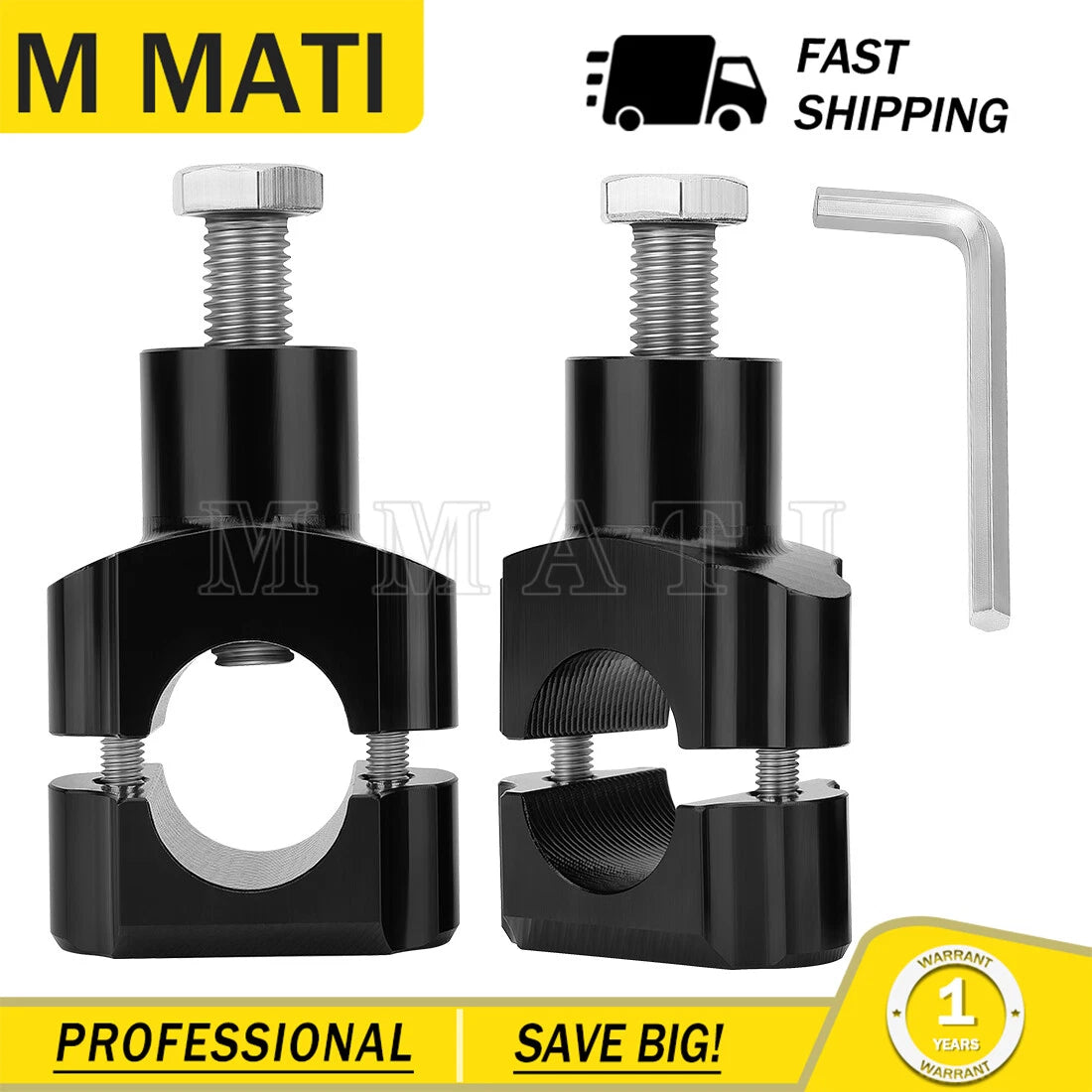 2X 1" 25mm Handlebar Riser Mount Clamp Adapter for Universal Motorcycle