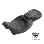 Gel Seat for Harley Touring Road Glide (2009–2023) - Black White