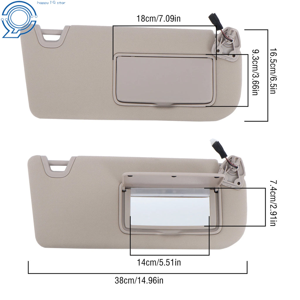 Sun Visor Right Passenger RH for Nissan Altima (2019–2024) Beige W/Lights Mirror