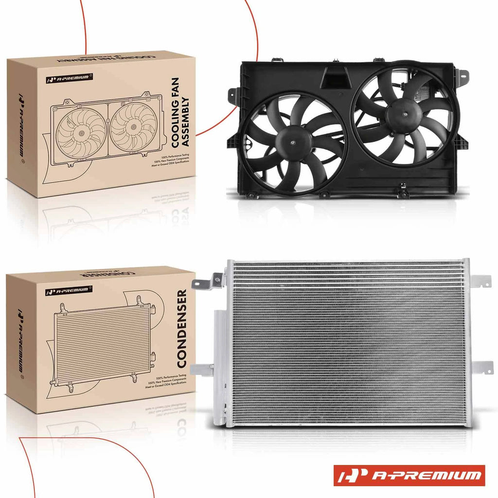2X AC Condenser & Dual Cooling Fan Assembly for Ford Edge (2015–2023)