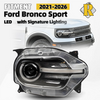 Full LED Headlight for Ford Bronco Sport (2021–2026) w/LED Halo Right Passenger