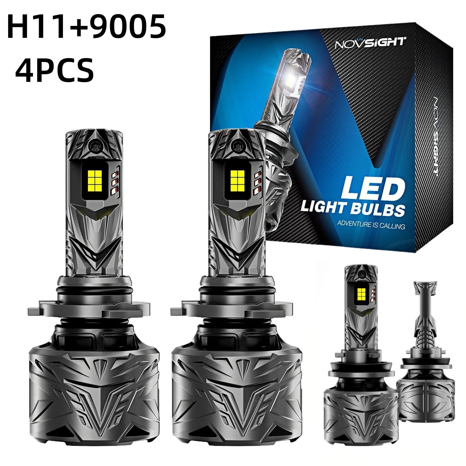 4X 9005 + H11 Combo LED Headlight Bulbs Kit for High Low Beam (6500K)