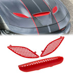Set of 3 Red Hood Bezel Insert Trims for Dodge Charger (2015–2020)