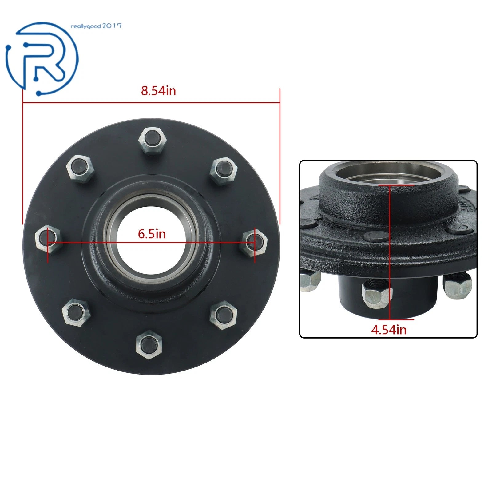 Trailer Wheel Hub Kit for 8 on 6.5" Spindle (4000 lbs)