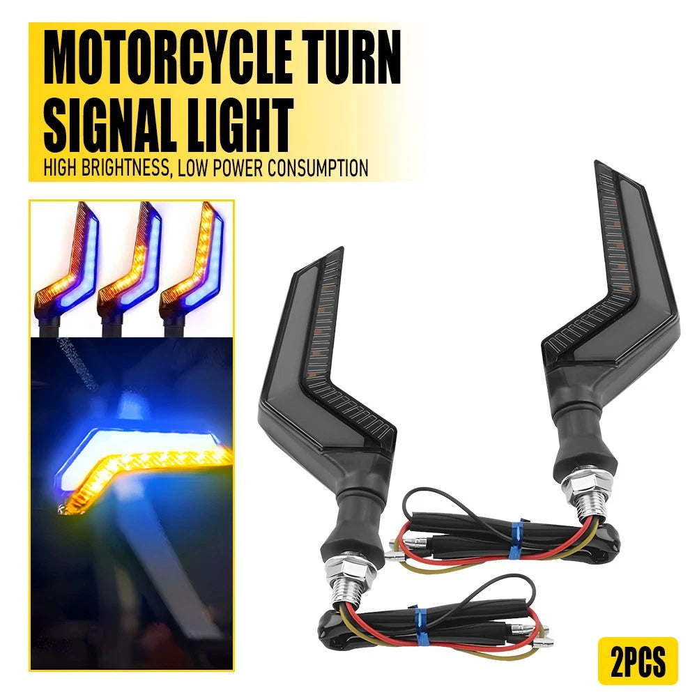 2X LED Front Rear Turn Signals for Motorcycle (Daytime Running, Amber Blue)