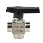 3 Way Ball Valve 304 Stainless Steel BSPP Female Thread for Water