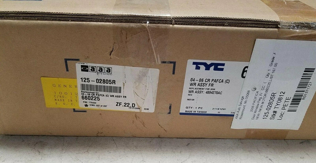 TYC 660225 Window Regulator for Chrysler Pacifica (2017–2023)