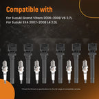 6x Ignition Coil + Spark Plug for Suzuki Grand Vitara V6 (2006–2008) 3340065J00