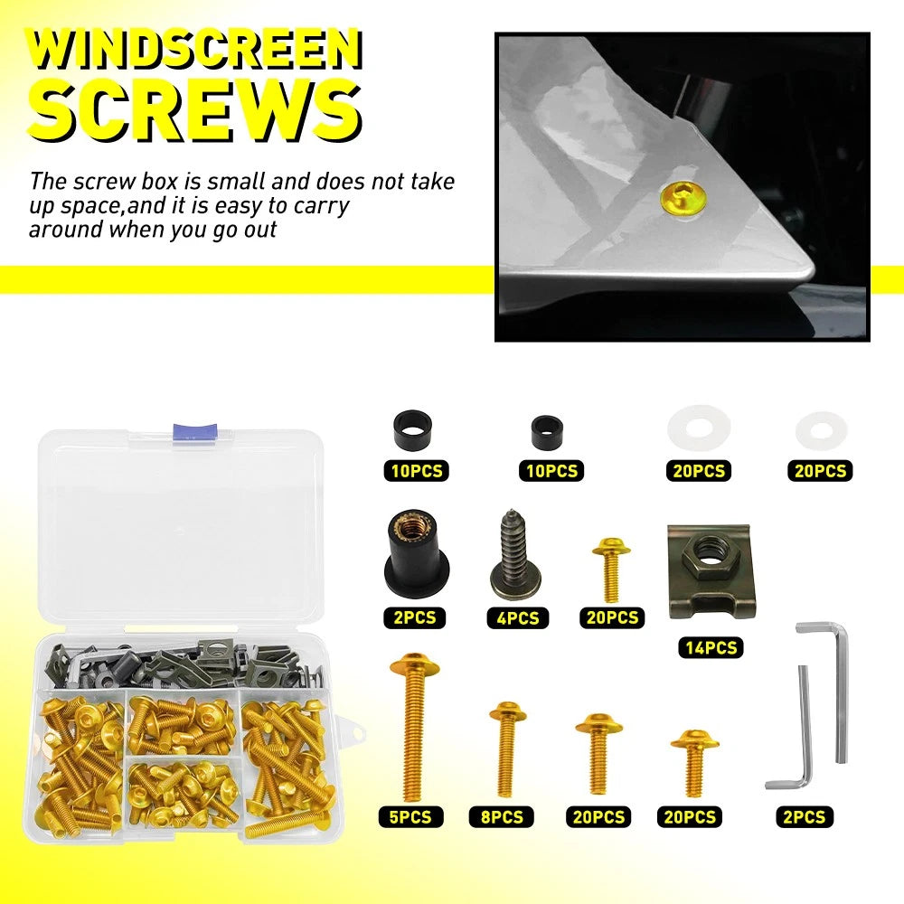 Set of 155 Golden Aluminum Fairing Bolts Kit M5 M6 for Honda CBR600RR CBR1000RR