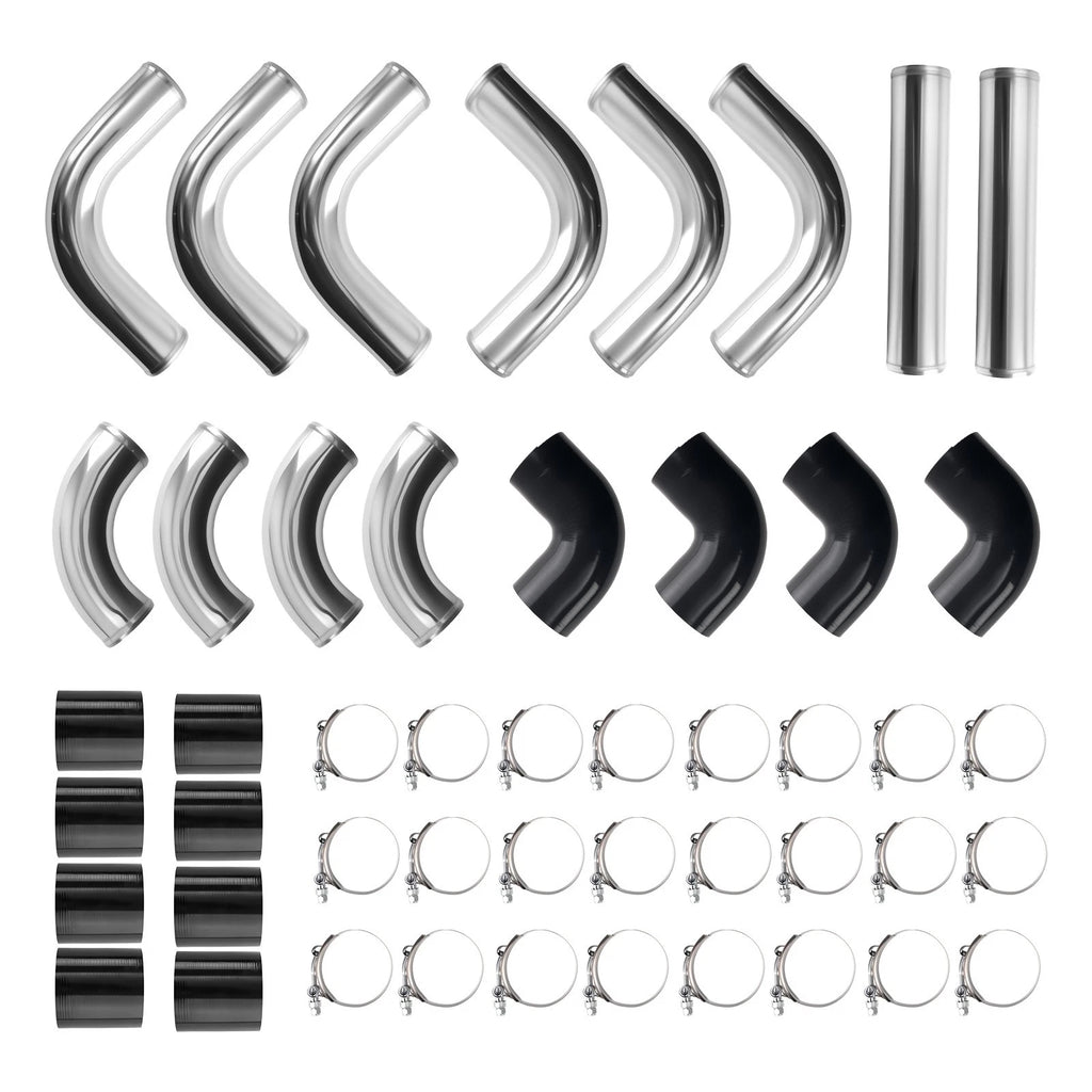 12pcs 2.5" Intercooler Piping Kit Universal + T-Bolt Clamps + Silicone Coupler