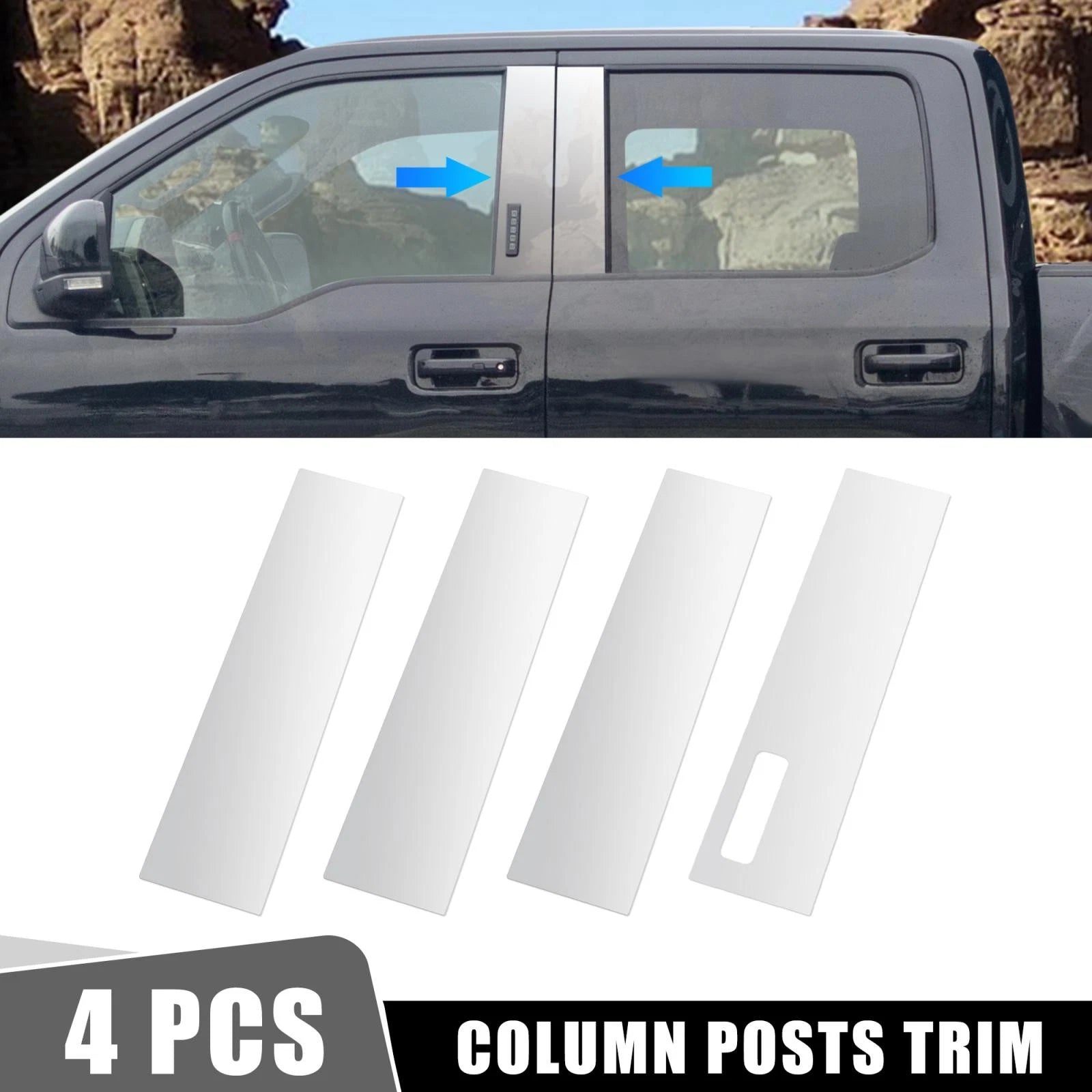 Set of 4 Stainless Steel Chrome Pillar Post Trim for Ford F150 (2015–2020)