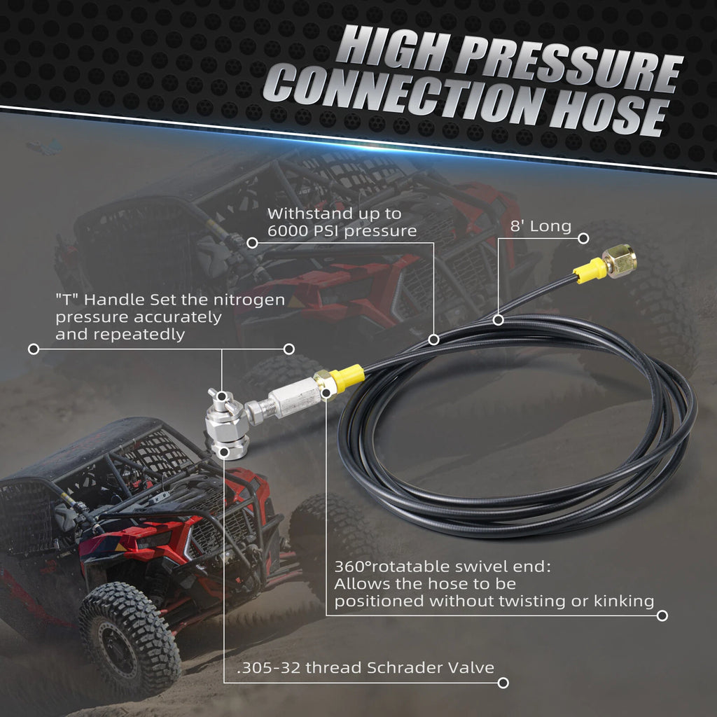 Nitrogen Regulator Shock Fill Kit for ATV UTV (0-380 PSI, G5/8-14, CGA580)