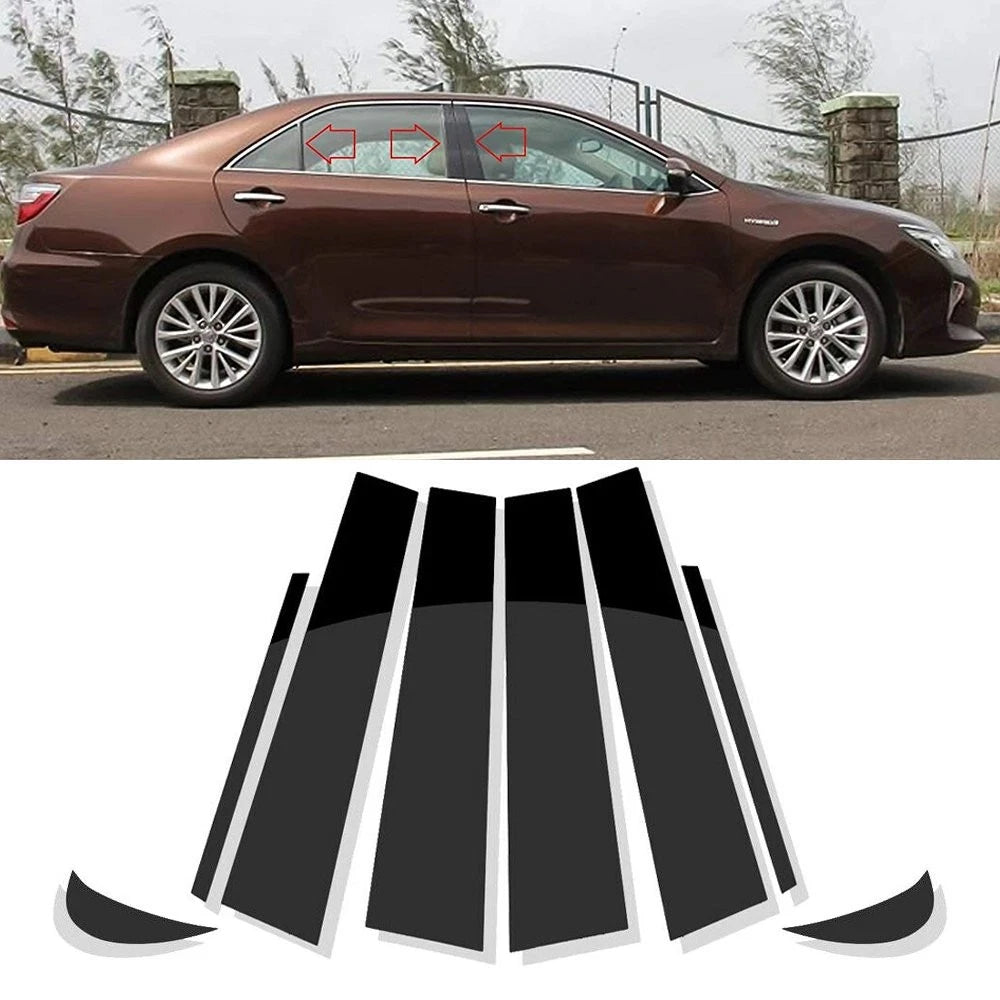 8PCS Gloss Black Pillar Post Window Door Trim Covers for Toyota Camry (2018–2022)