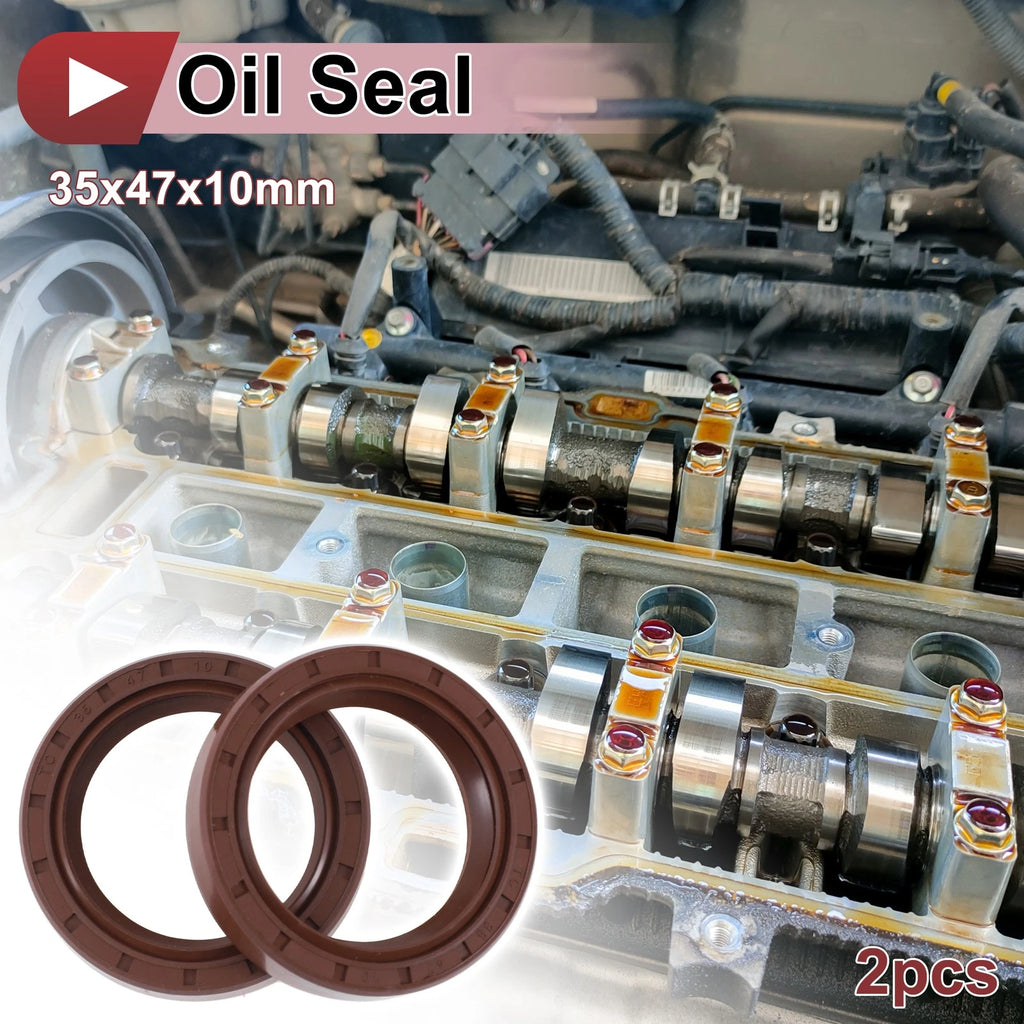 2X Oil Seal Rotary Shaft Seal for Various Models (35x47x10mm) FKM Rubber