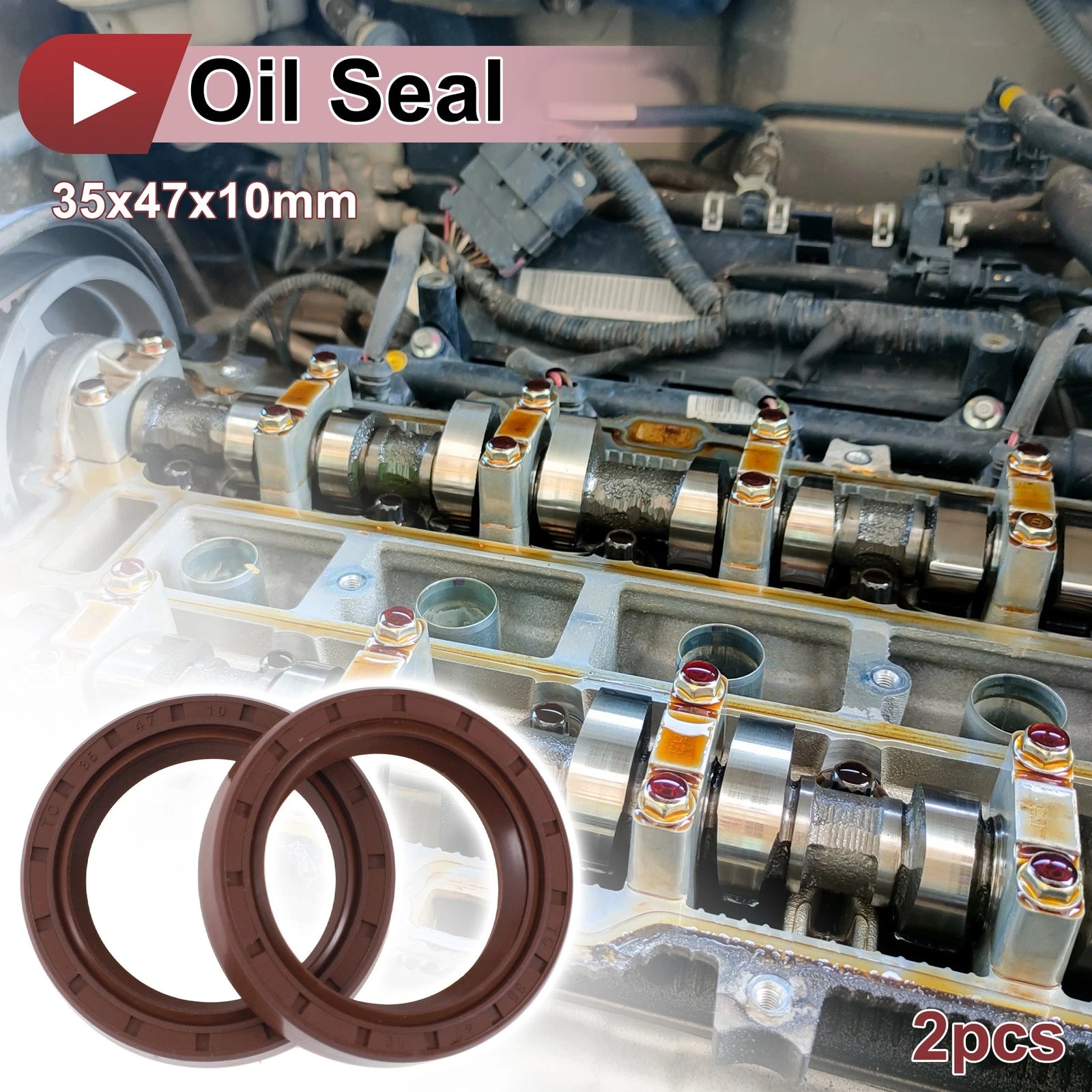 2X Oil Seal Rotary Shaft Seal for Various Models (35x47x10mm) FKM Rubber