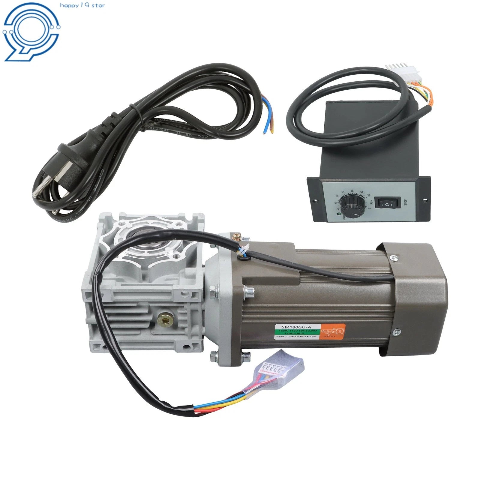 1:100 Worm Gear Motor RV040 12 RPM 180W 110V with Speed Controller 18mm Output