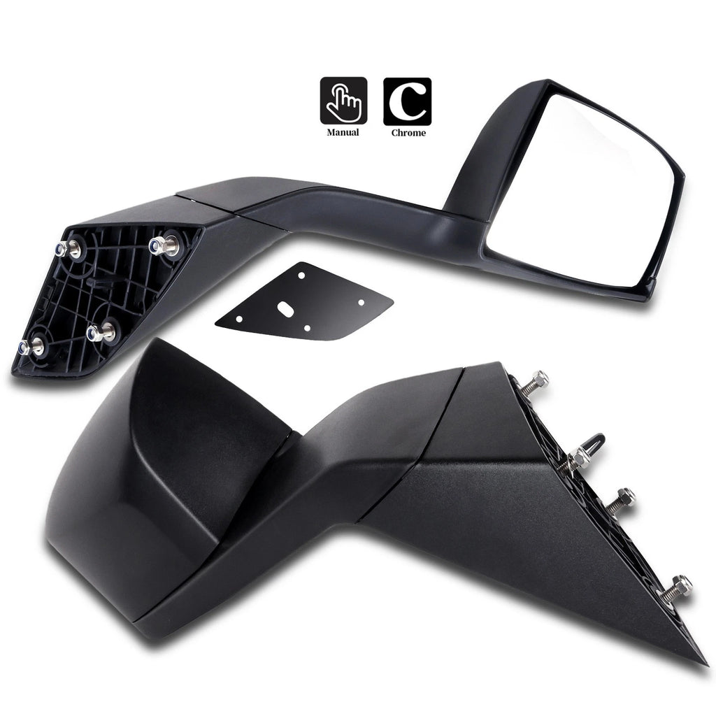 Black Hood Mirrors for Volvo VNL Truck (2004–2016) w/Mounting Plate LH RH
