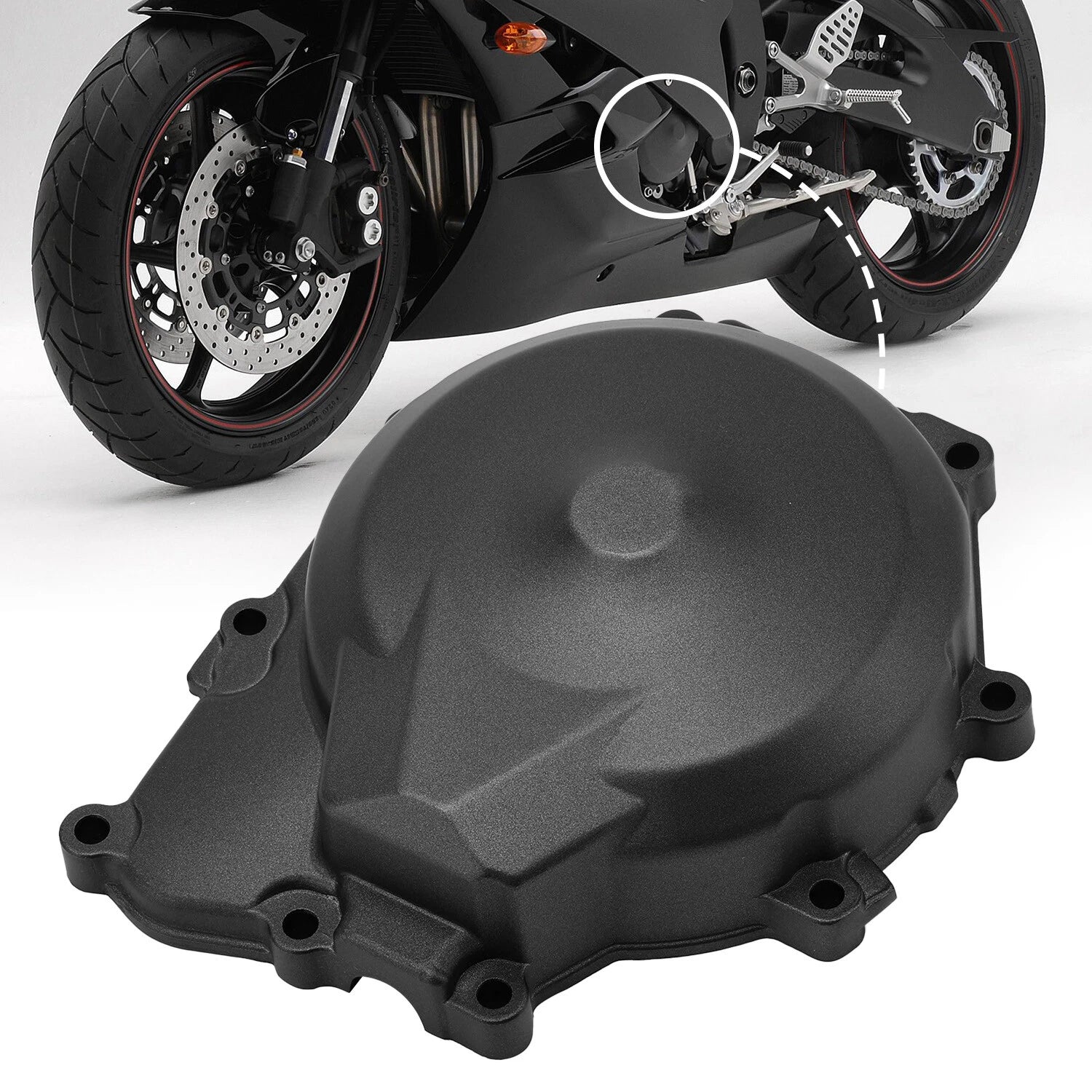 Stator Cover for Yamaha YZF-R6 (2006–2022) - Left Side Engine Cover Black