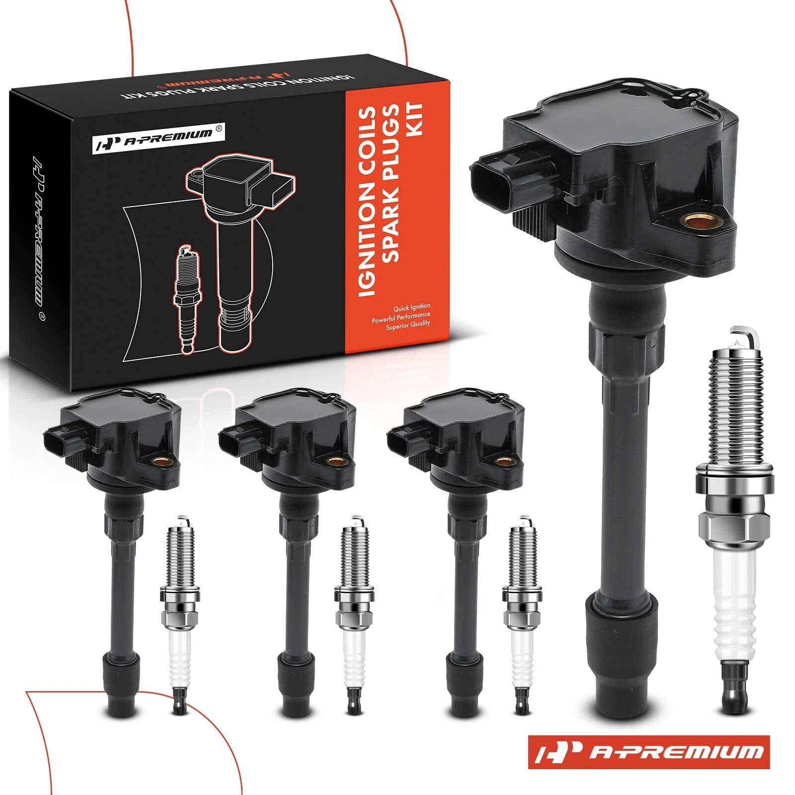 Set of 4 Ignition Coils & 4 Iridium Spark Plugs for Honda Civic (2016–2020)