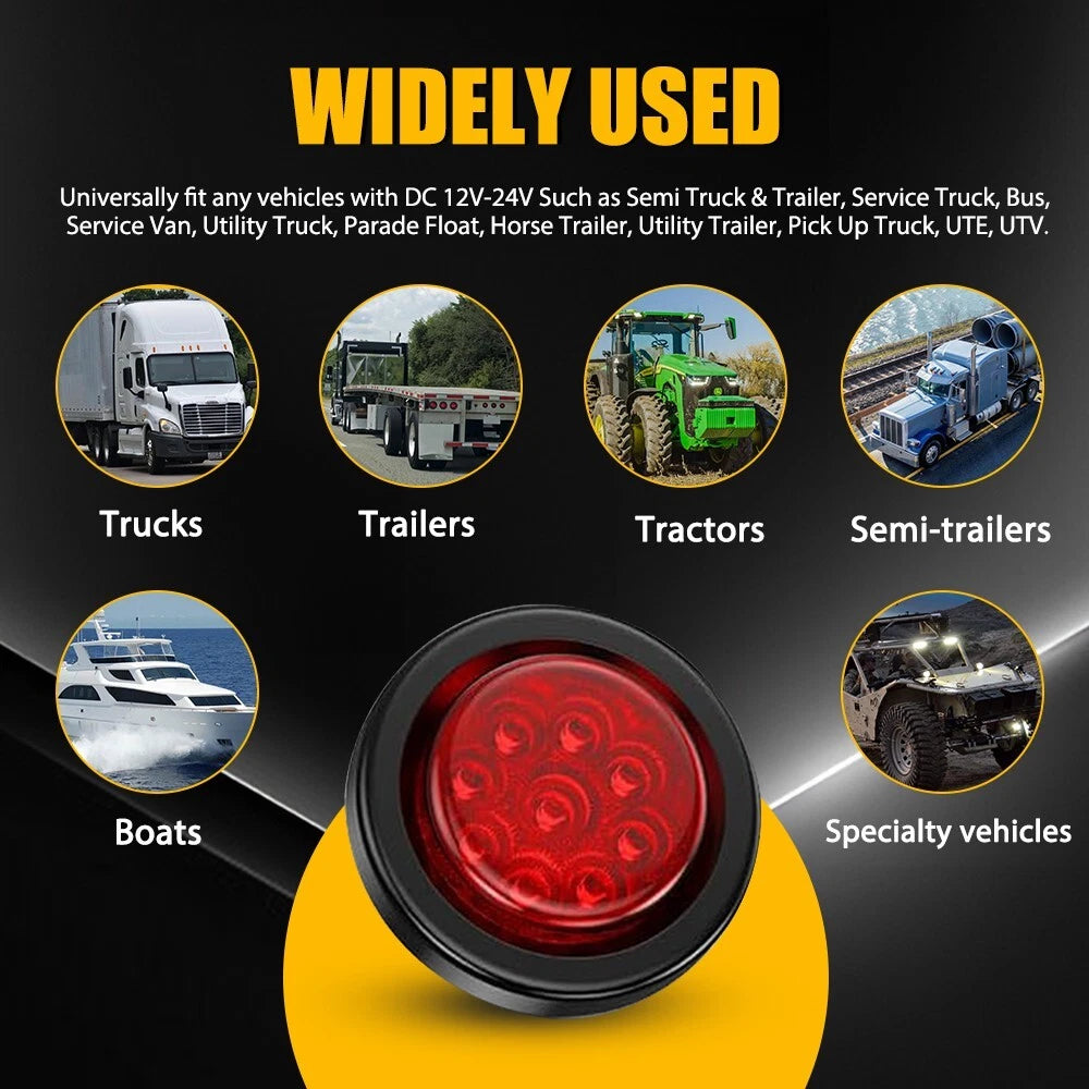 Set of 10 LED 2" Round Truck Marker Lights for Trailer