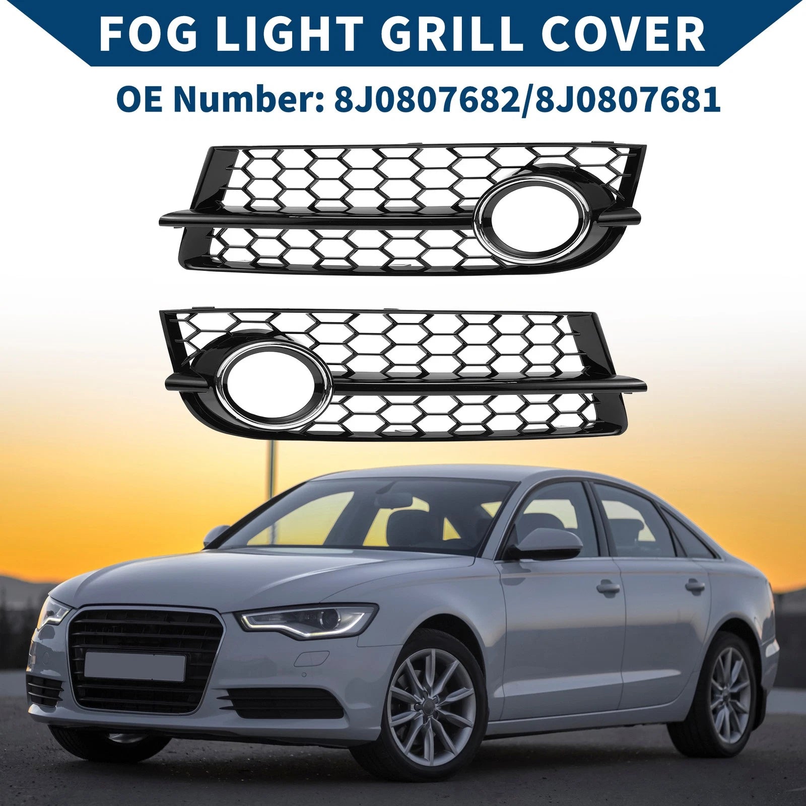 1 Pair Front Fog Light Grill for Audi TT 8J (2006–2014) No. 8J0807682/8J0807681