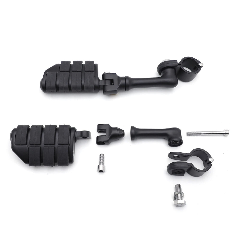 Black Offset Highway FootPeg Mounts Clamps for Harley (1.25" Engine Guard)