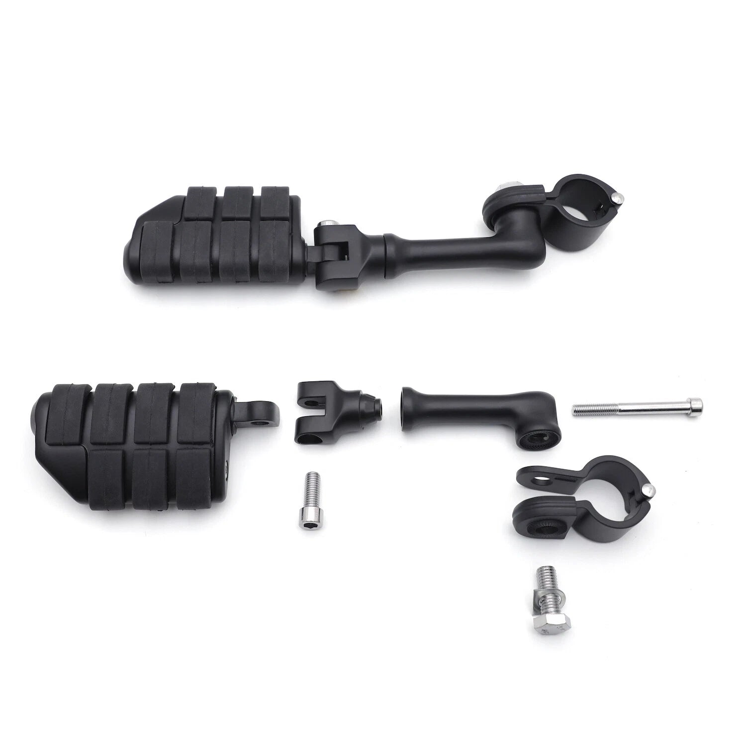 Black Offset Highway FootPeg Mounts Clamps for Harley (1.25" Engine Guard)